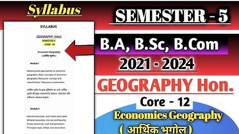 Semester 5 Geography Hon. Core 12 syllabus // vbu sem 5 Geography Hon. core 12 syllabus kya #bbmku