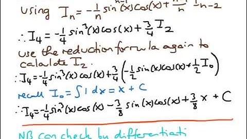 Reduction example: integrating powers of the sine function