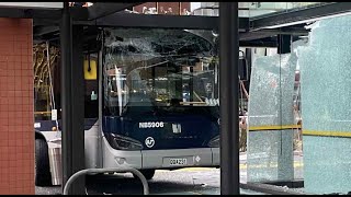 Bus crashed into New Lynn Train Station   Auckland - NZ