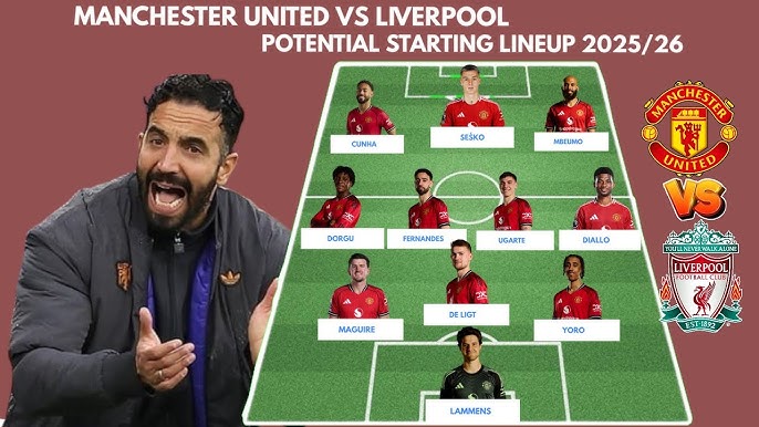 MANCHESTER UNITED POTENTIAL STARTING LINEUP VS LIVERPOOL ENGLISH PREMIER LEAGUE 2025/2026 MATCH WEEK