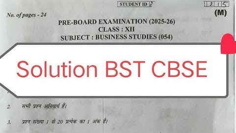 Class 12 business studies pre board paper solution 2025-26 / morning shift/ cbse 