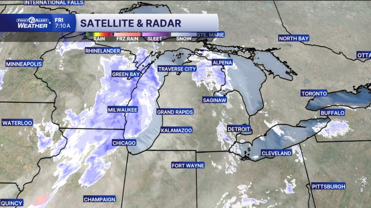 Accumulating snow today across Metro Detroit, January 16
