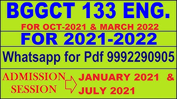BGGCT 133 Solved Assignment 2021-22 in English Pdf @40rs 9992290905.