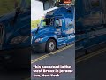 Truck stuck under subway overpass in NY calls police to help him out