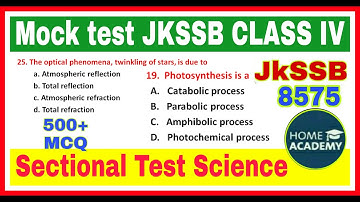 JKSSB Class IV #Sectional Test Science Most important question by home academy