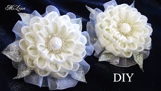 ORGANZA FLOWERS / Резинки канзаши, МК / DIY Scrunchy with Kanzashi flowers