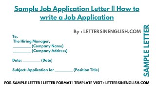 Job Application Letter || How To Write A Job Application
