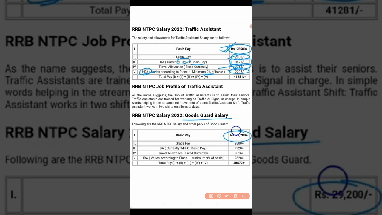 traffic assistant salary and goods Guards salary /RRB NTPC 2022