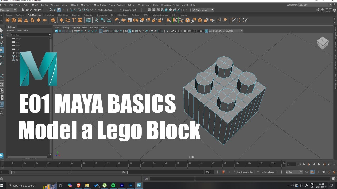 E01 Maya Basics - Camera Controls, Object Controls, Extrusion, Bevel, Subdivision