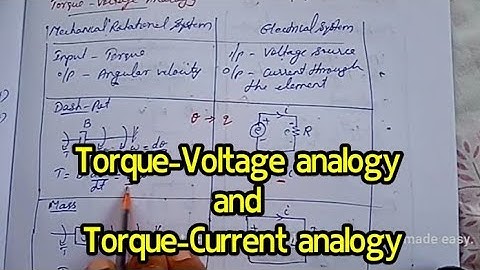 Torque-Voltage analogy and Torque-Current analogy, analogous quantities in Mechanical rotational stm