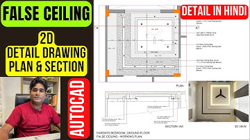 FALSE CEILING 2D DETAIL DRAWING IN AUTOCAD HINDI | CEILING DESIGN ​⁠@interioriosisbynihara7525