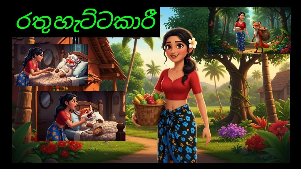 රතු හැට්ටකාරී | Little Red Riding Hood in sinhala | Rathu hattakari | Sinhala cartoon