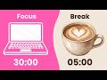 30/05 Pomodoro Timer No Music | 2 Hours Study with Me (Deep Focus|Study timer|ADHD|Aesthetic)