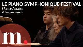 Martha Argerich performs, with her grandsons, Rachmaninov's Romance in A Major for six hands