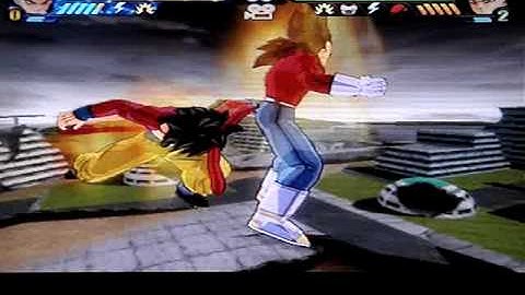 DBZ BT3 ssj4 vegeta VS RED POTARA ssj4 goku