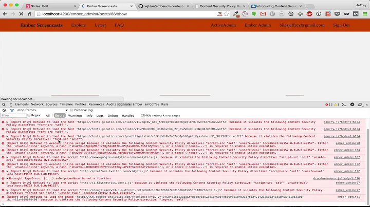 EmberScreencast 63 - Content Security Policy