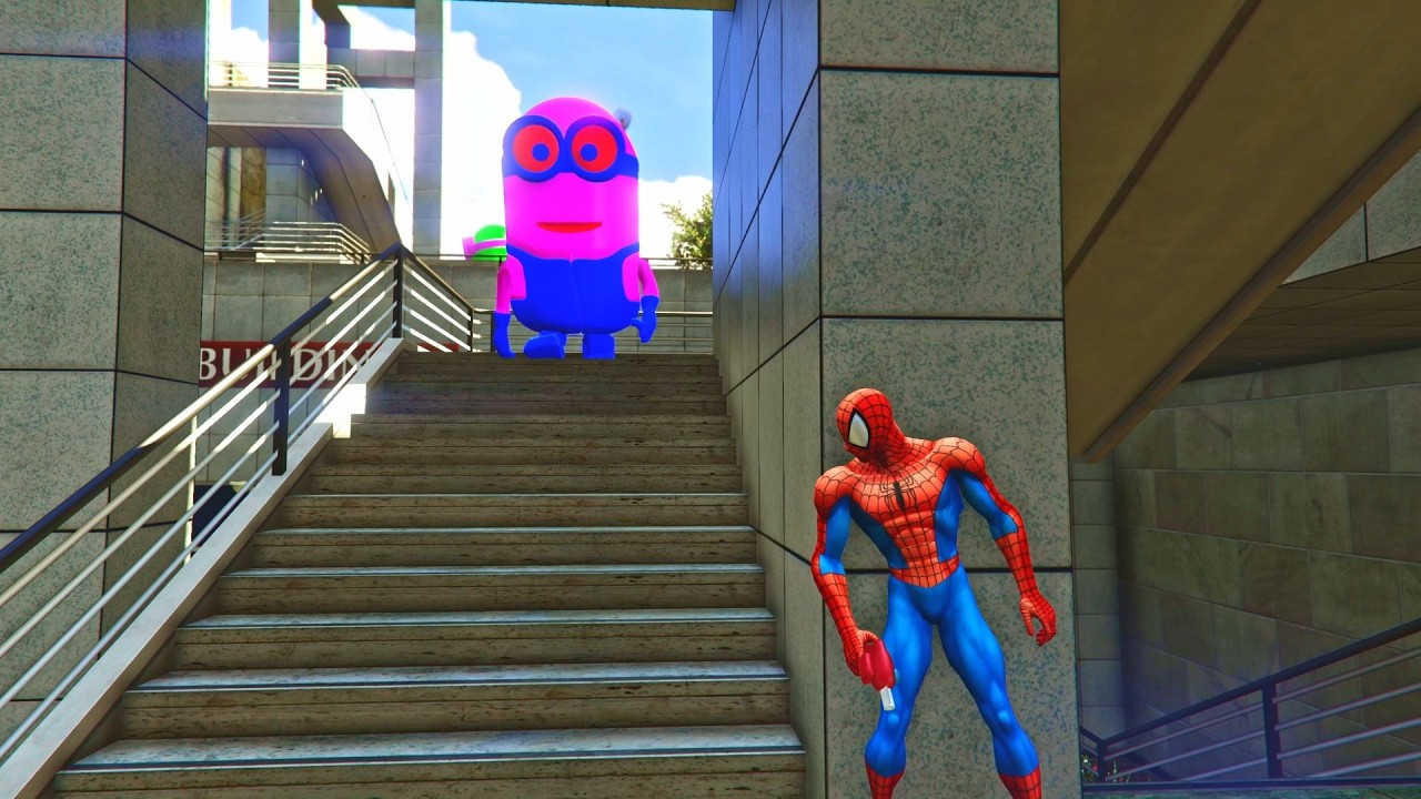 Spiderman vs Pink Minion Funny Epic Ragdoll GTA 5 Eps.33