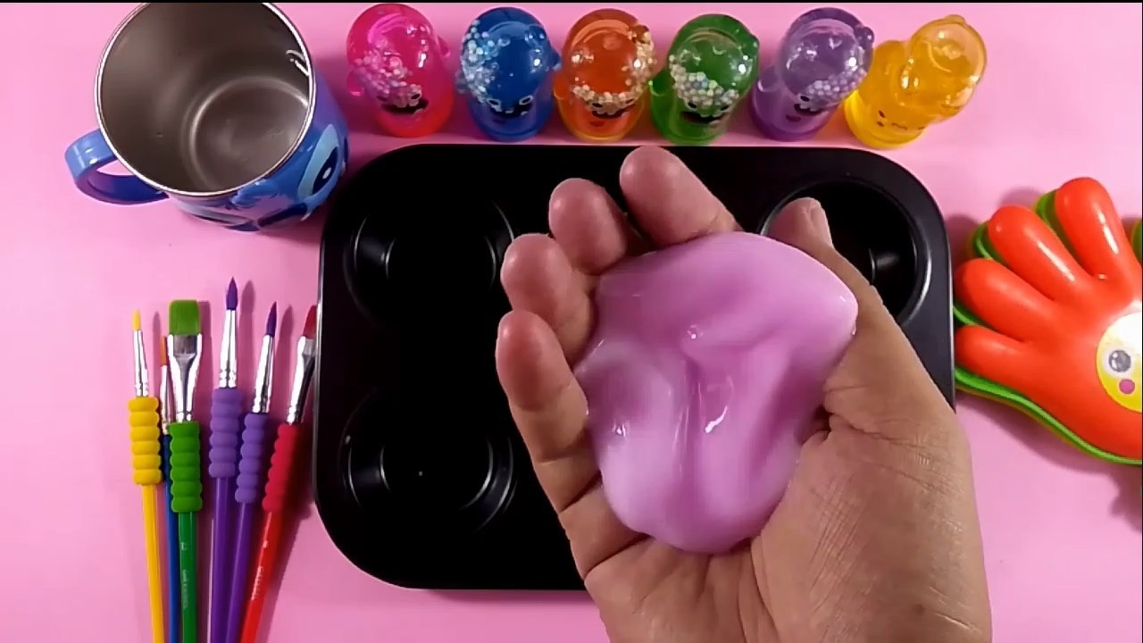 Glittery Slime Fun | DIY Slime with Lipsticks & Makeup Blending 855