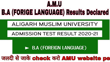 AMU B.A ( FOREIGN LANGUAGE) Results Declared || AMU B.A (FOREIGN LANGUAGE) Merit list || AMU Results