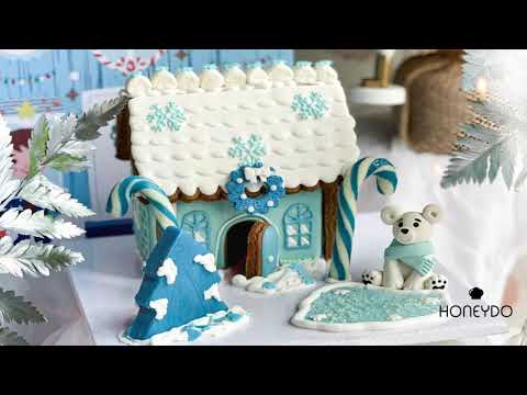How to Decorate & Assemble Mini Gingerbread House Cookies DIY Kit (Polar Bear) | Tutorial by Honeydo