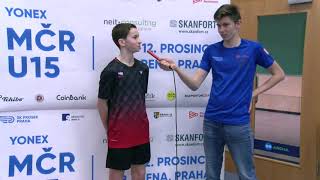 Václav Simon, mistr dvouhry chlapců - YONEX Mistrovství ČR U15 2021