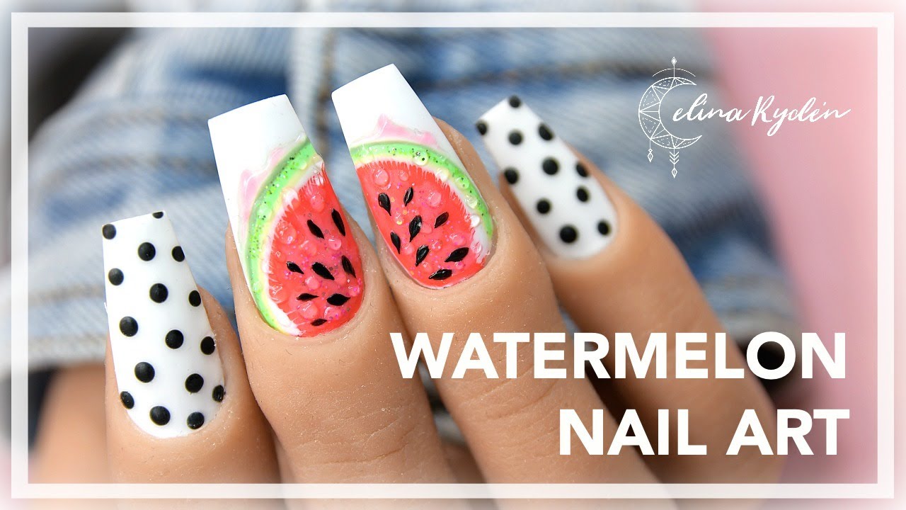 9. Watermelon Inspired Summer Acrylic Nails - wide 8