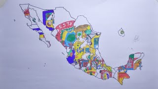 Drawing Mexico states flag map | Mapa de la bandera de los estados de México