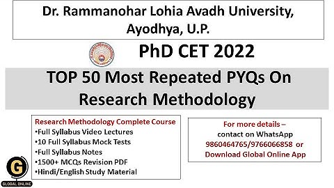 Avadh University Top 50 Most Repeated PYQs On Research Methodology|Research Methodology MCQs|