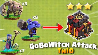 Th10 Gobowitch Attack Strategy | Th10 Golem Bowler Witch Attack | Th10 Bowitch  Clash Of Clans 2023