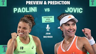 Jasmine Paolini vs Iva Jović | Australian Open 2026 Round 3 | Preview and Prediction