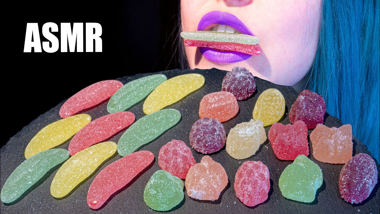 ASMR: CHEWY SOUR CUCUMBERS & FRUIT JELLIES | Jelly Candy 🍭 ~ Relaxing Eating [No Talking|V] 😻