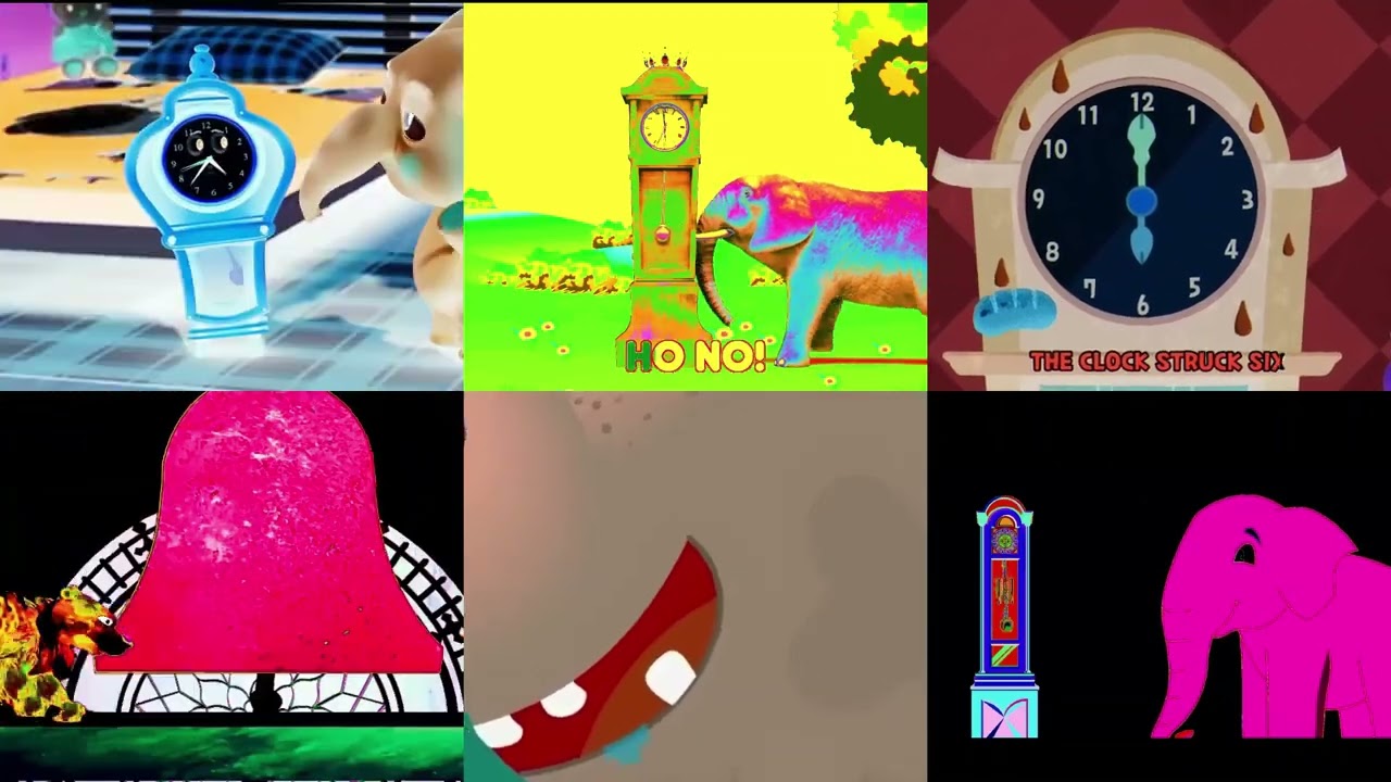 HICKORY DICKORY DOCK ~ 5 ELEPHANTS VS 1 HIPPO | PARTY CRASH OVER EFFECTS HALLUCINATIONS