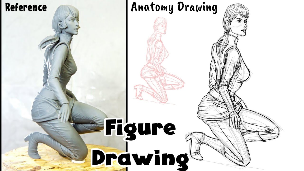 How Practice Figure Drawing from reference image - anatomy pose