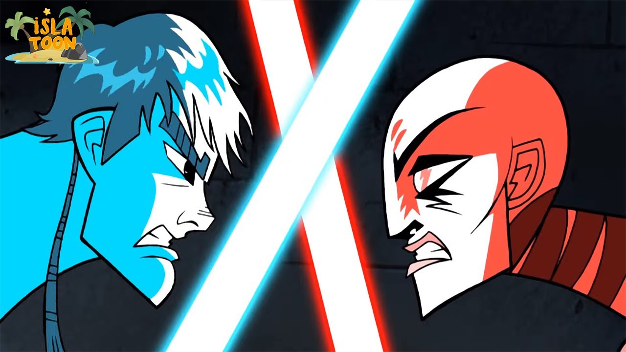 Anakin usa el lado oscuro contra Asajj Ventress - Brillantes Momentos de la Animación
