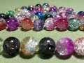 80Pcs 8mm Crystal Crack Glass Loose Spacer Beads Mixed Color