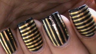 tape nail striping designs easy gold tutorial beginners stripes