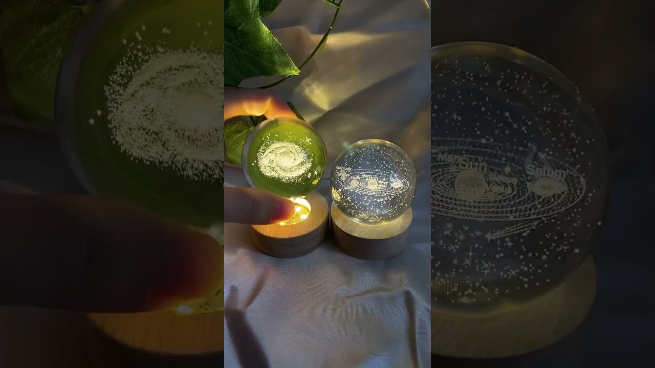 3D Crystal Ball Lamp Moon Saturn Galaxies Galaxy Amor Decor Moonlight Gift