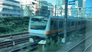 湘南新宿ライン普通小金井行きE231系2524Y+E233系U618宮ヤマ1号車クハE232-3018両から観たJR新宿駅〜JR赤羽駅間の左側面展望！【令和5年10月7日土曜日】