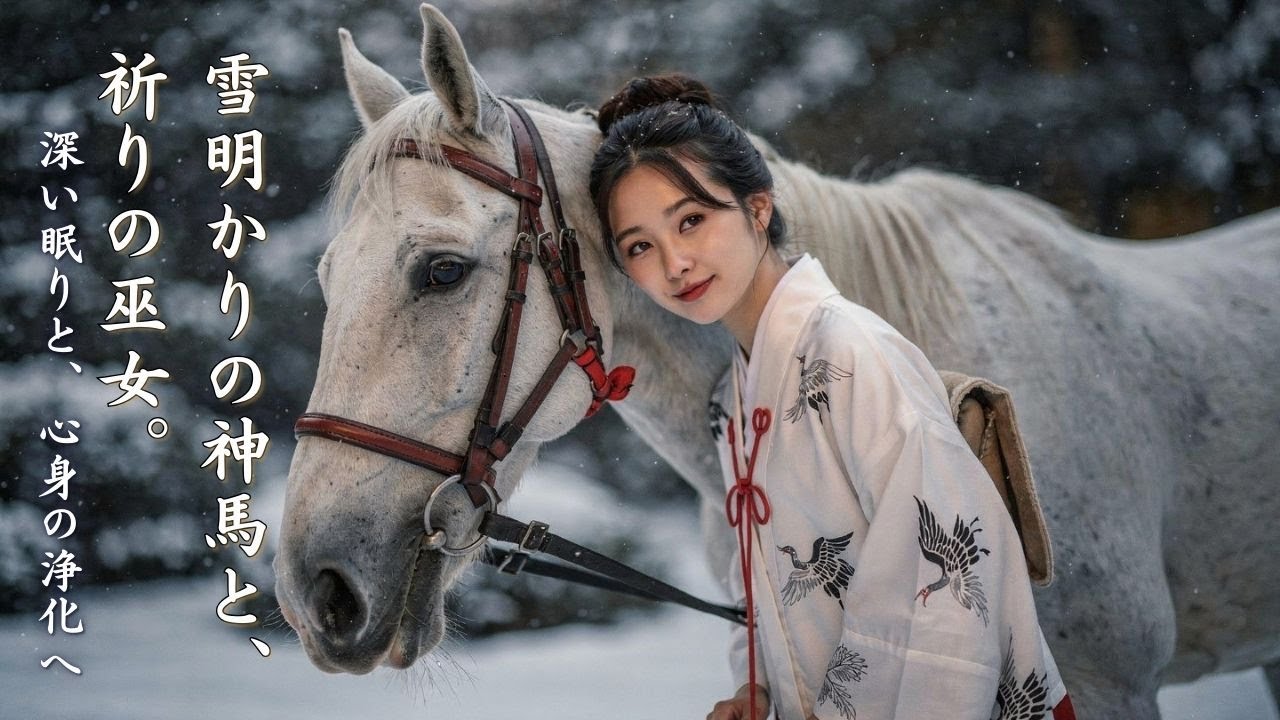 【和風Lo-fi】雪明かりの神馬と祈りの巫女。心身を浄化し深い眠りに誘う