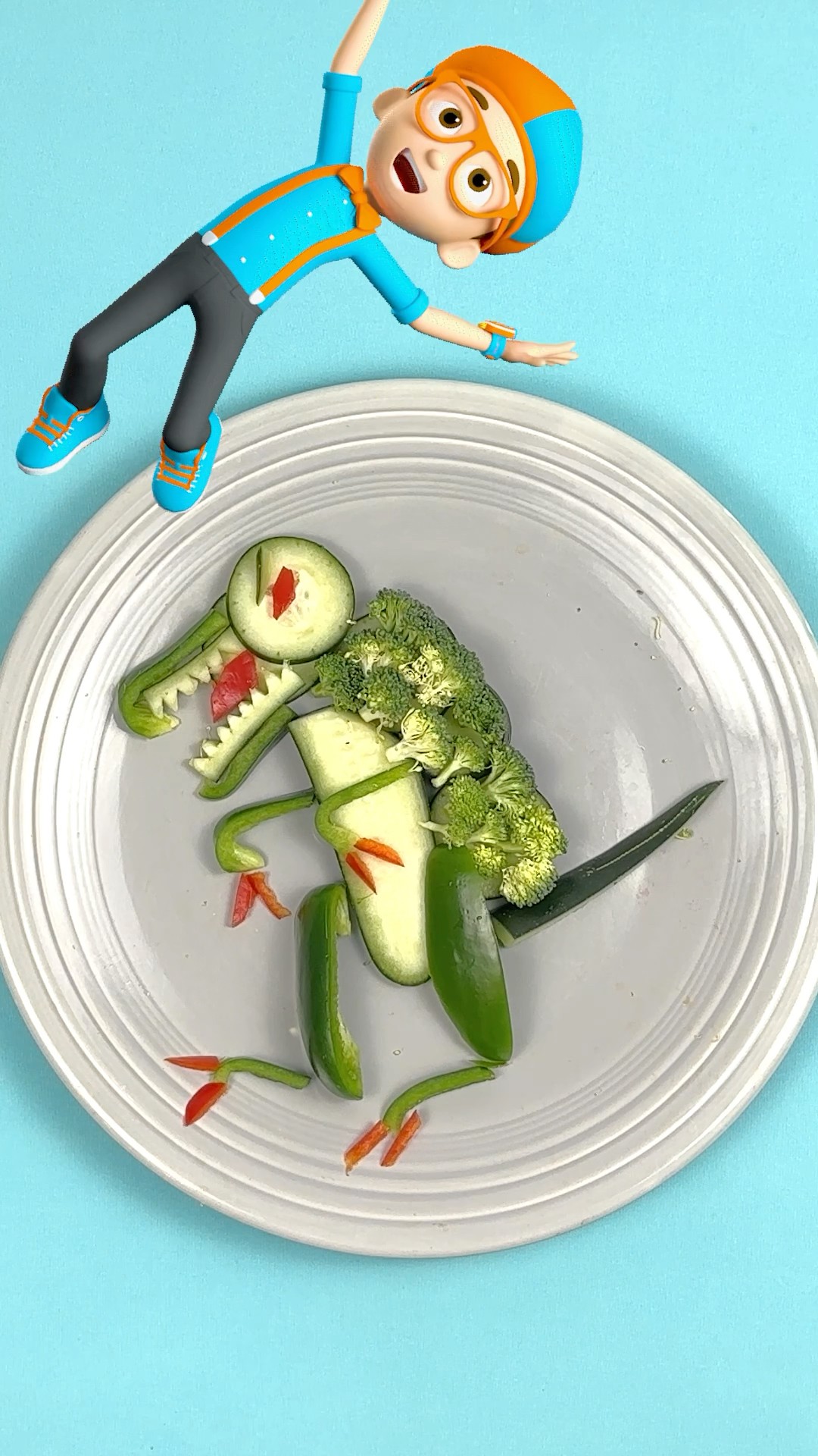 How to Eat DINOSAURS ?? with Blippi! DIY Veggie Snack! #blippi #shorts