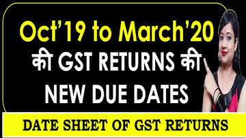NEW DUE DATES FOR FILING GSTR3B & GSTR1 NOTIFIED|GST RETURN FOR OCT-MAR 20 NOTIFIED|GST Update 10.10