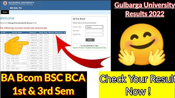 1st 3rd Sem Result announced Non CBCS Gulbarga University
