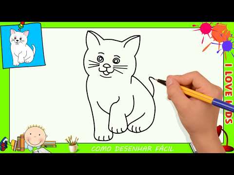 Como desenhar um gato FACIL passo a passo para crianças e iniciantes 1 