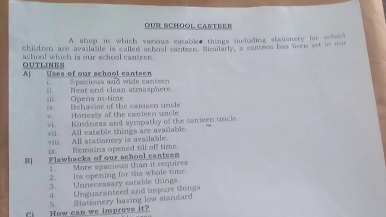 Our School Canteen Essay YouTube