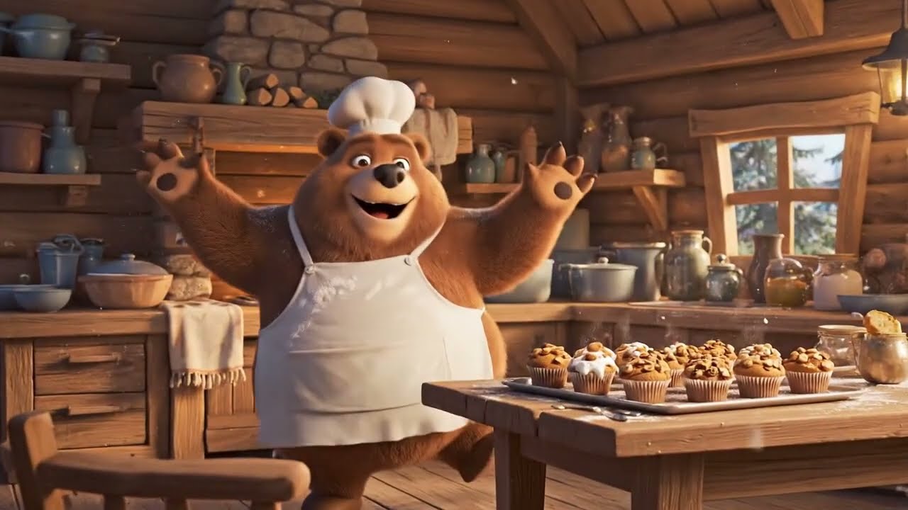 Bear make delicious cake