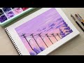 ART#45 |Vẽ tranh phong cảnh – Hàng cột điện| HIMI Gouache| Landscape| Tutorial