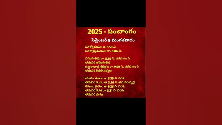 September 9th panchangam in telugu #shorts #viralshorts #dailypanchangam #september9thpanchangam