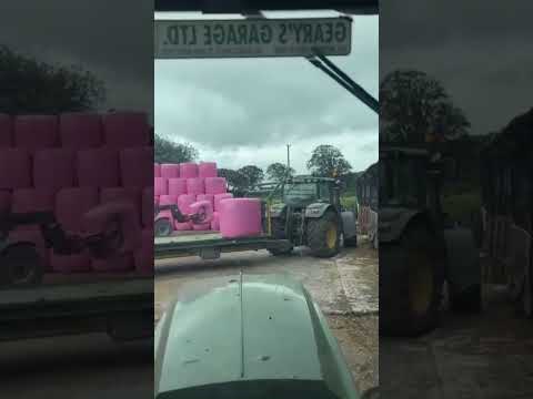 My Pink bales Are in 💖 #shorts #farming #bales #baling #ireland #stacker #10ft #irish #shortsviral