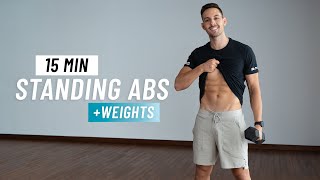 15 MIN STANDING ABS WORKOUT - With Weights - Six Pack At Home