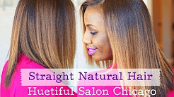 Straight Natural Hair at Huetiful Salon Chicago